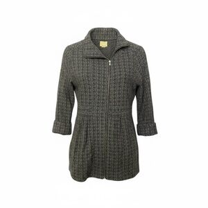 Telluride Zip Up Dress,  thick wool blend, 2 Zippered Side Pockets, gray w black
